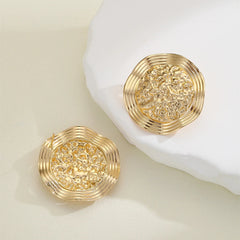 Textured Discs Gold Plated Earrings