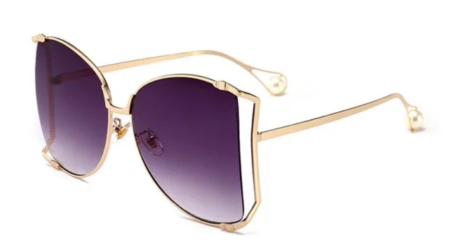 Pearl Temple Tips Square Sunglasses