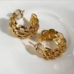 Chain C-Hoop Gold Plated Earrings