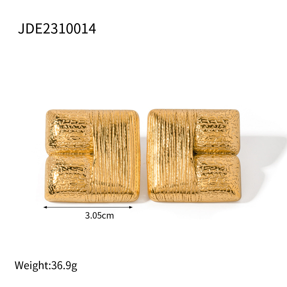 Textured Plated Square Stud Earrings