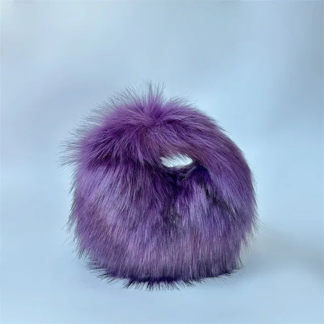 Fluffy Faux Fur Round Handbag