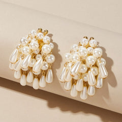 Chunky Faux Pearl Cluster Earrings