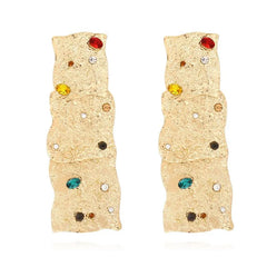 Vintage Multi Layer Irregular Square Rhinestone Dangle Earrings