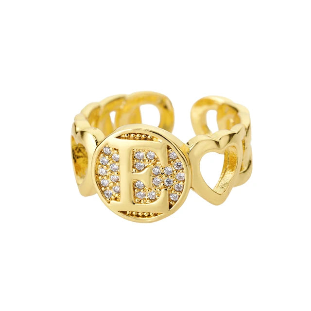 Alphabet Gold Plated Resizable Ring