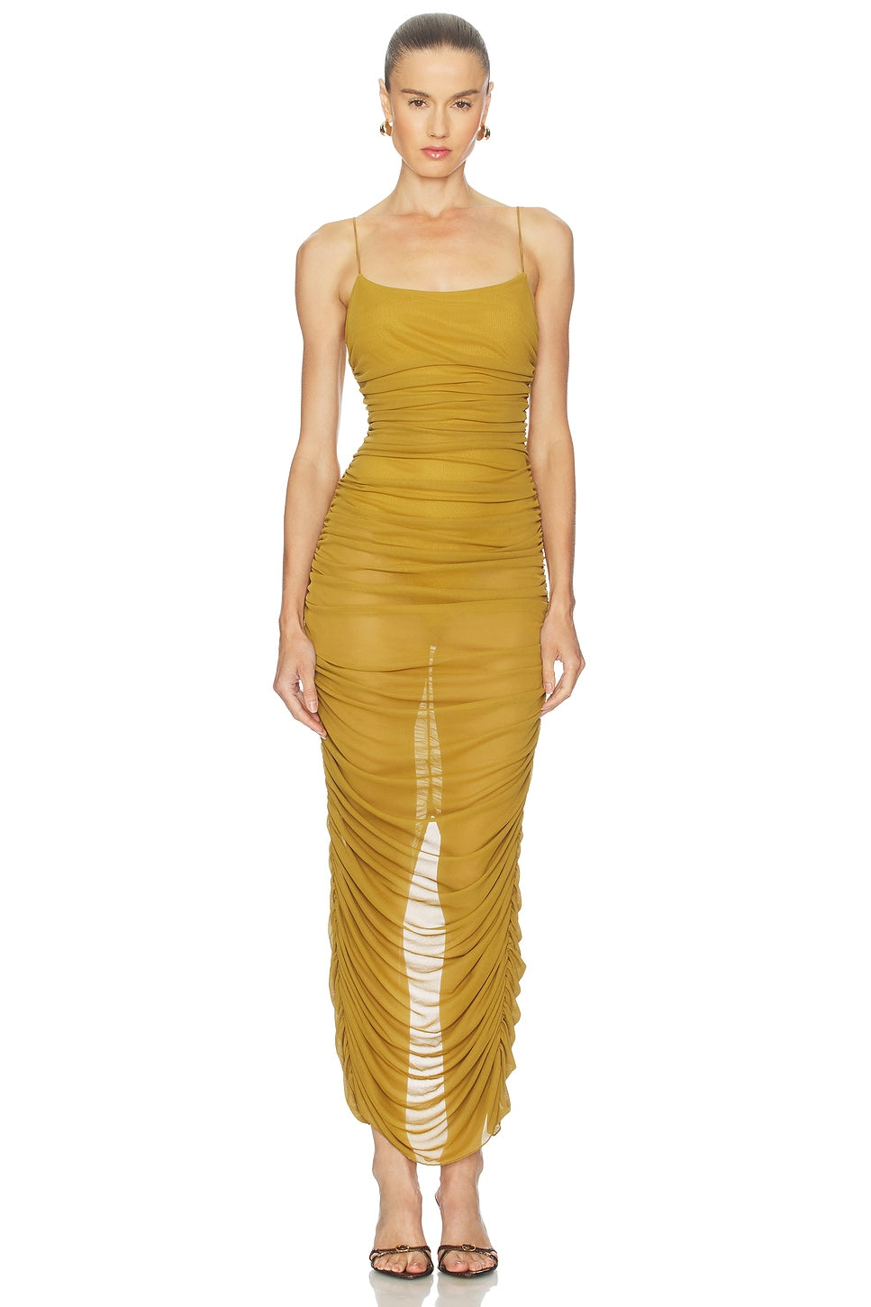 Rocio Midi Dress in Chartreuse