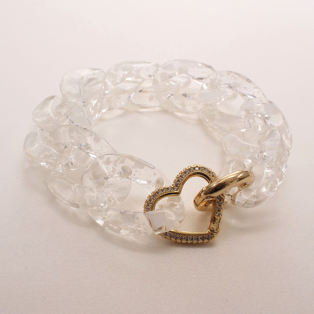 Zircon Charm Link Resin Bracelet