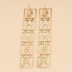 Body Individuality Statement Gold Dangle Drop Earrings