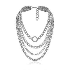 Ring Center Layered Chain Necklace