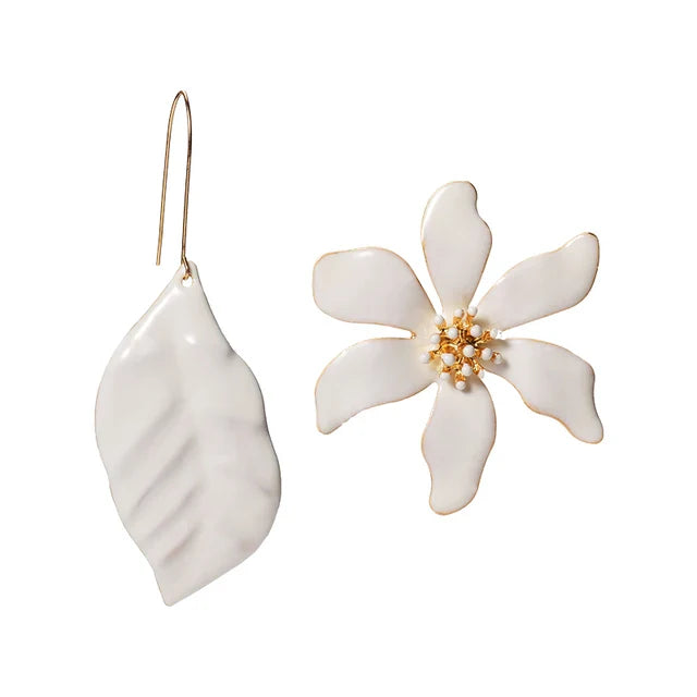 Flower Leaf Hook Stud Earrings