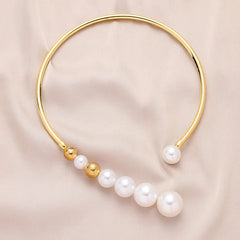 Exaggerated Faux Pearl Open Collar Necklace