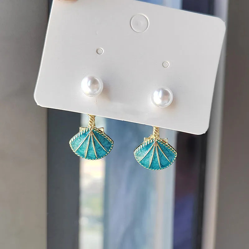 Shell Faux Pearl Drop Earrings