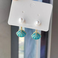 Shell Faux Pearl Drop Earrings