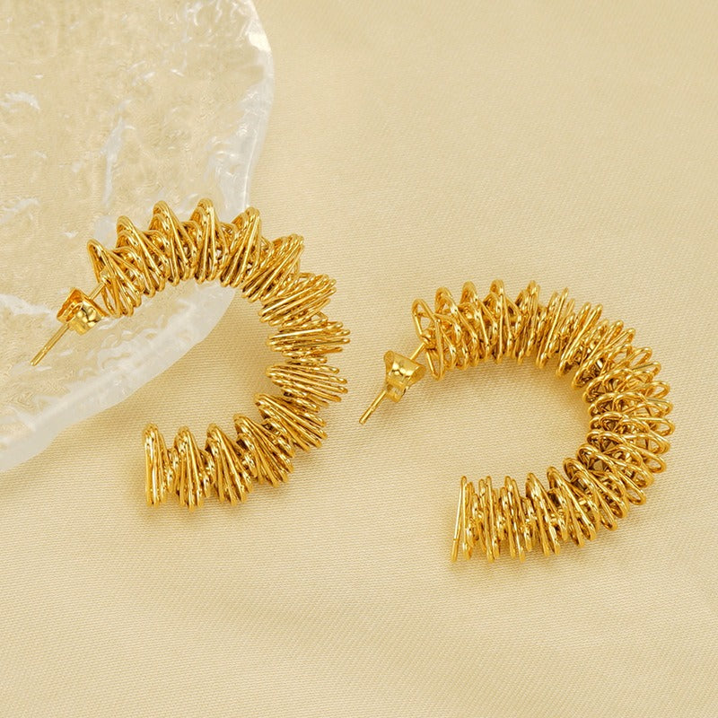 Coil C-Hoop Gold Plated Earrings