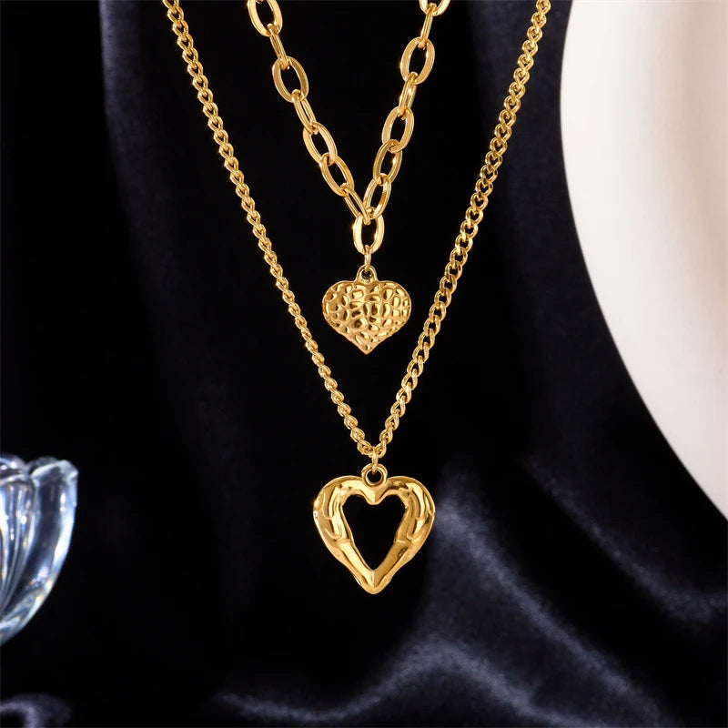 Double Hearts Gold Plated Necklace