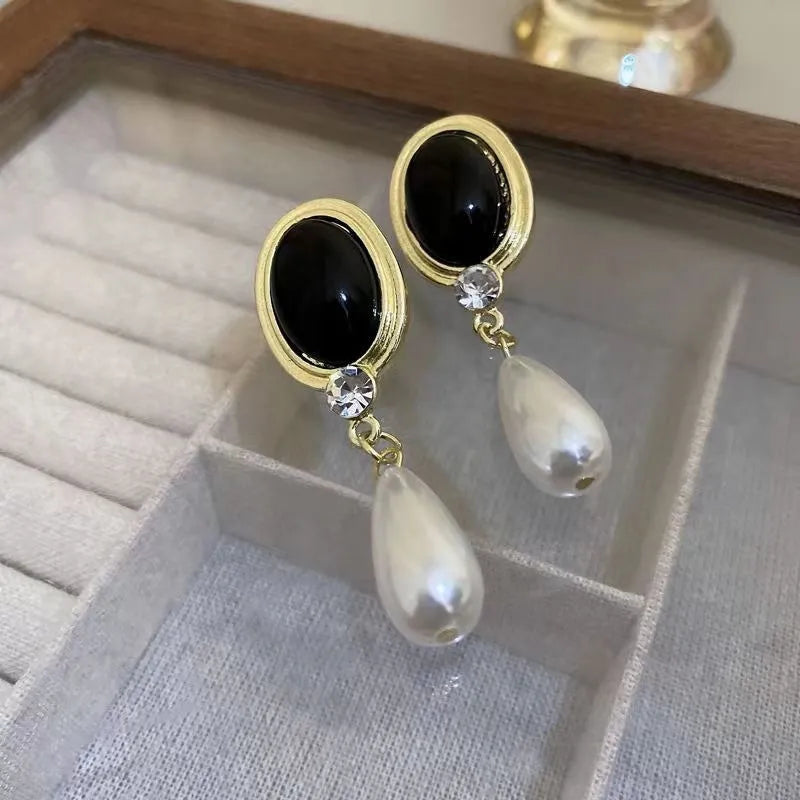 French Retro Dripping Oil Dangle Earrings