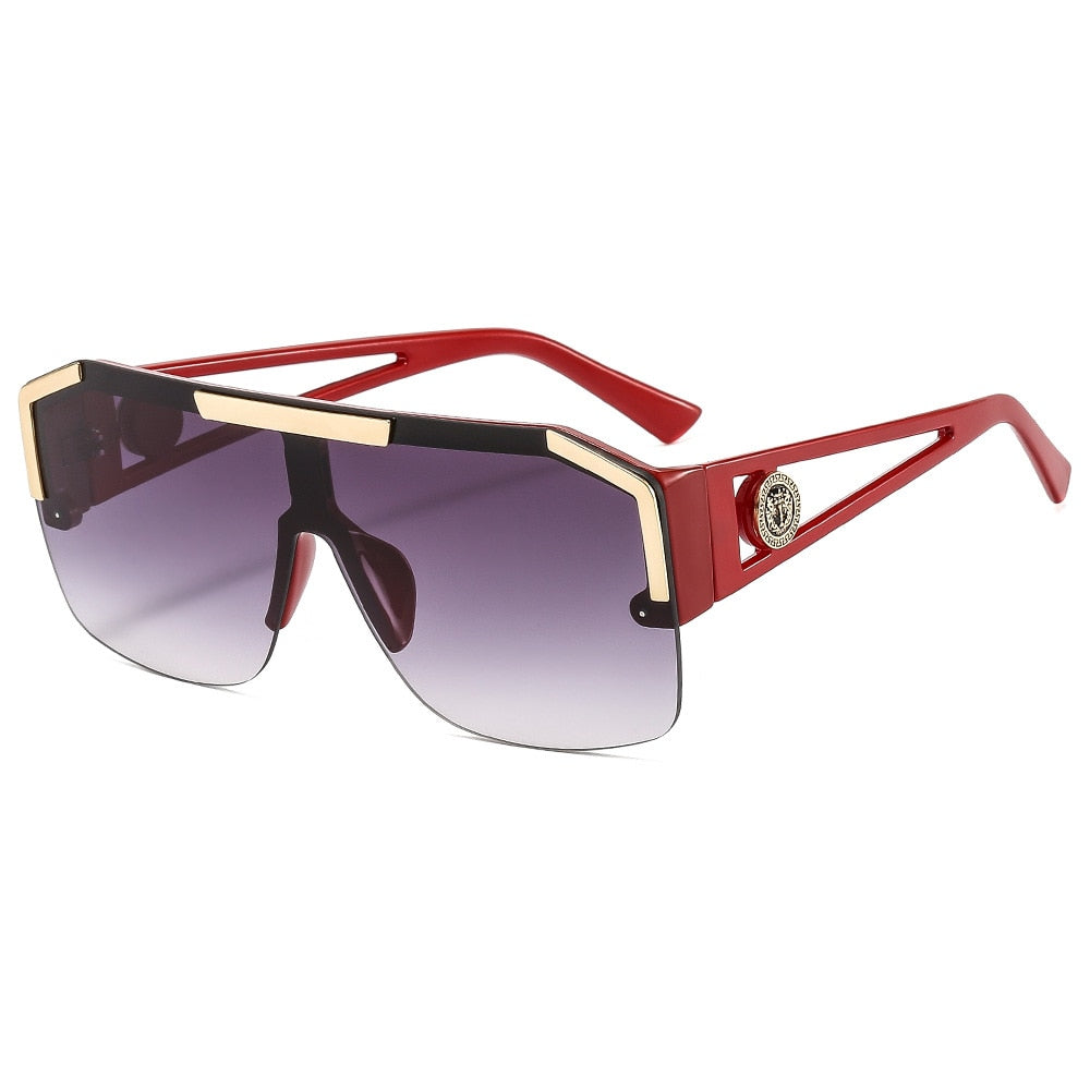 Oversized Square Semi-Rimless Sunglasses