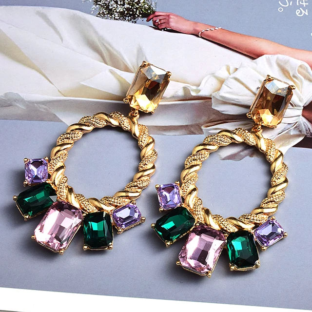 Bejeweled Twisted Loops Drop Earrings