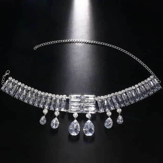 Exaggerate Large Crystal Water Drop Choker Necklace