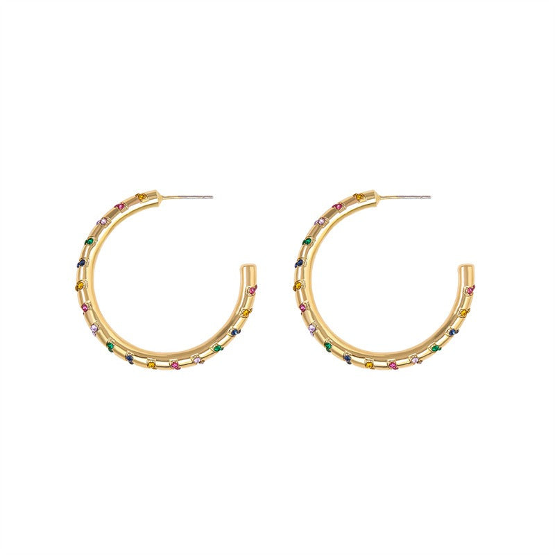 C-Hoop Color Stripes Earrings