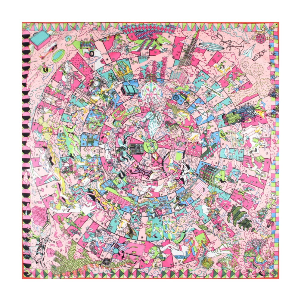 Twill Silk Playground Printed Square Scarf