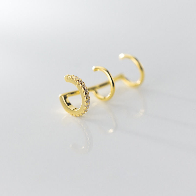 Irregular Three-Layer Diamond Inlay Ear Cuff