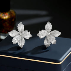 Pre Order:  Zircon Blooming Lily Flower Earrings