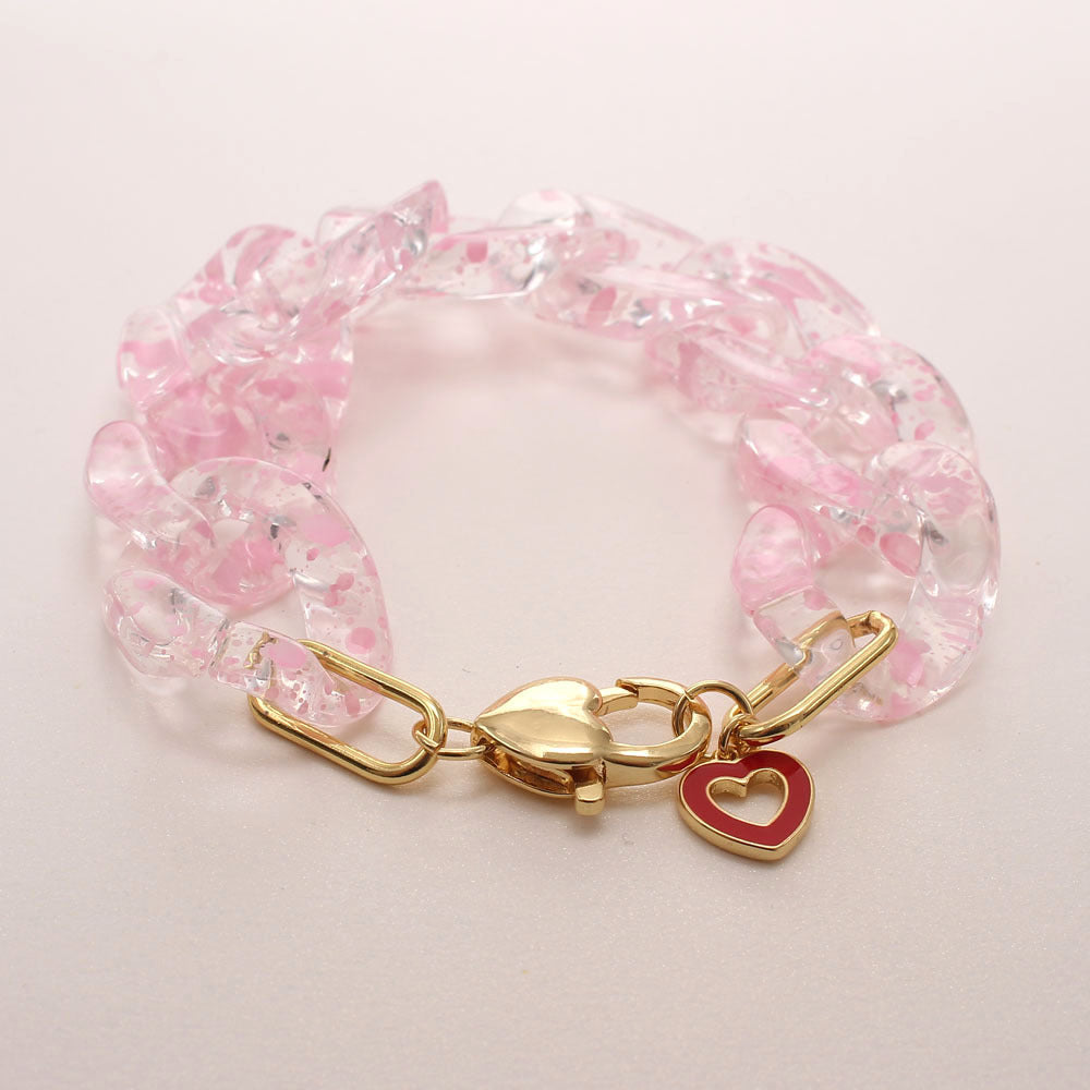 Zircon Charm Link Resin Bracelet