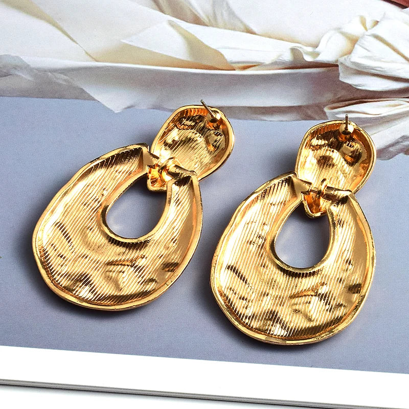 Textured Oval Drop Earrings