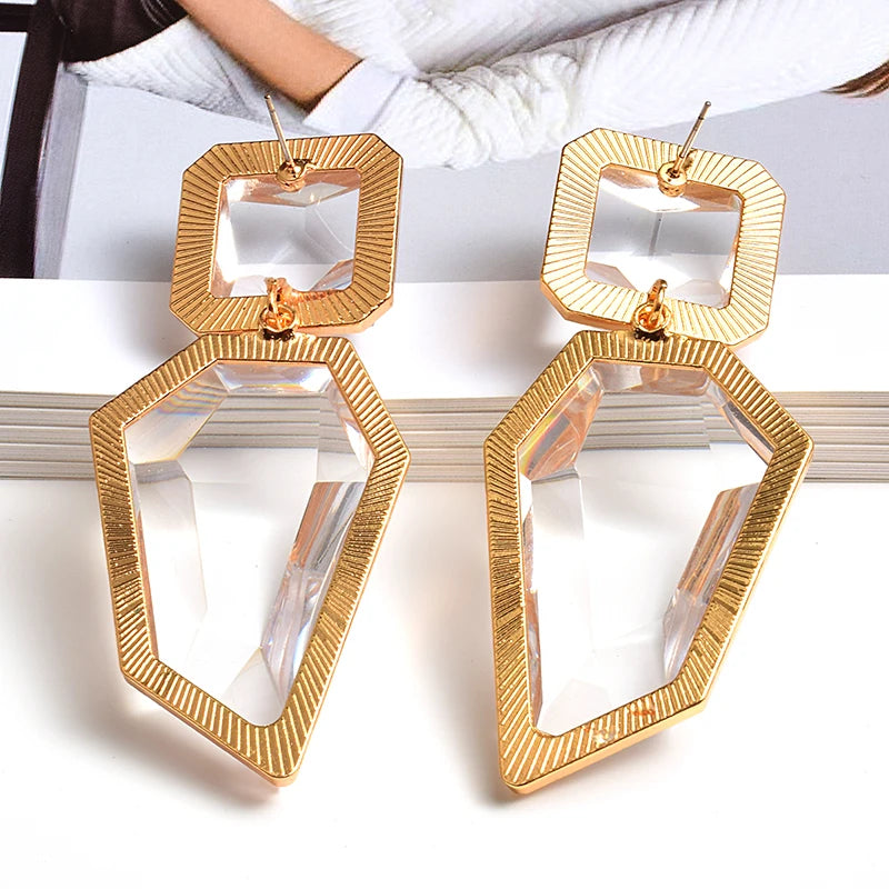 Geometric Shapes Resin Drop Earrings