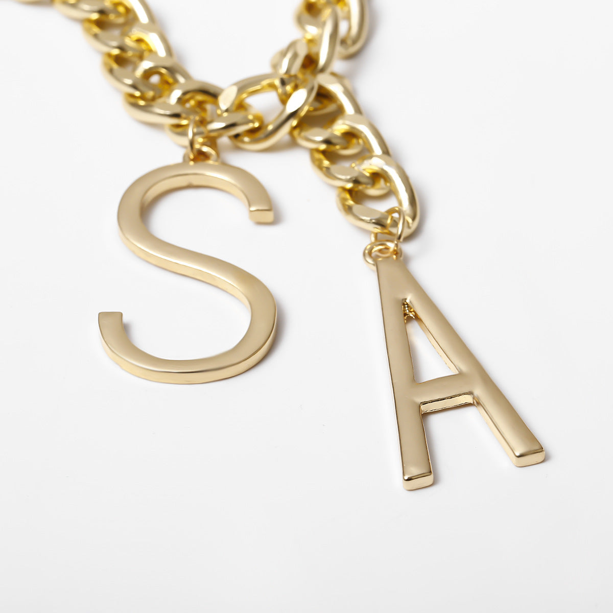 S-A Letter Pendant Chain Necklace