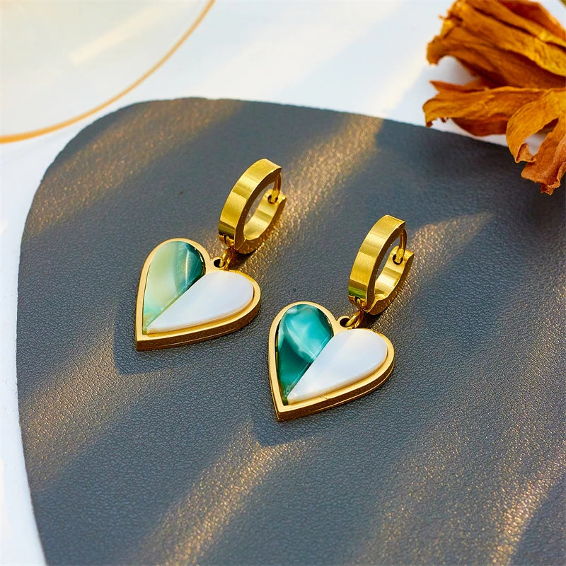 Two-Tone Hearts C-Hoop Earrings