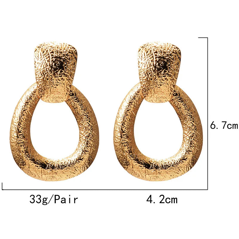 Textured Dangling Hoops Earrings