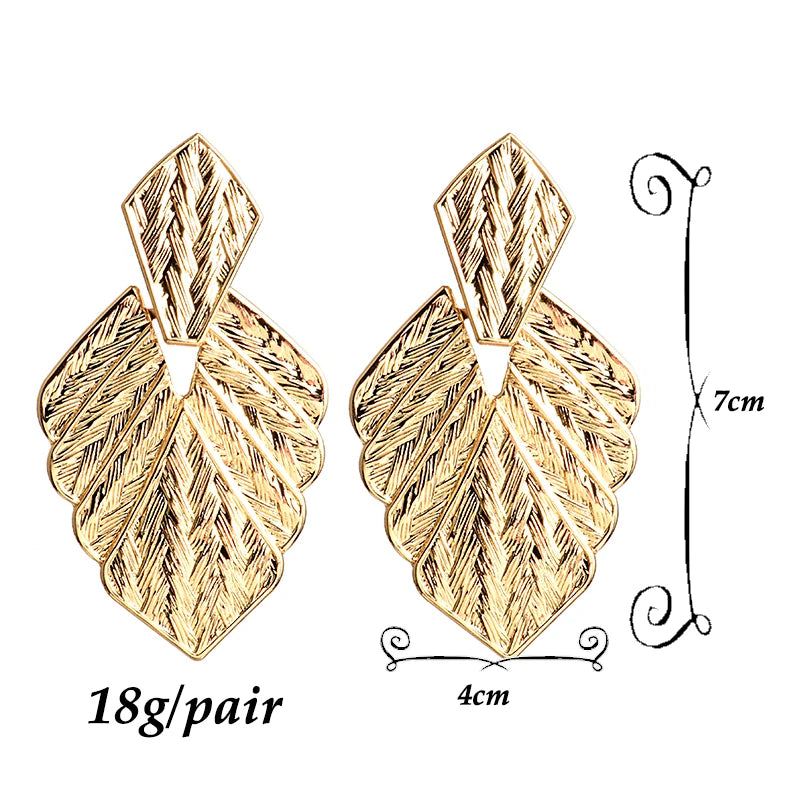 Textured Leaf Drop Earrings