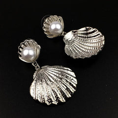 Shell Faux Pearl Drop Earrings