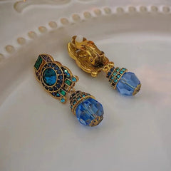 Azure Dangling Clip Earrings