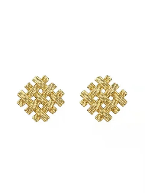 Square Braided Ear Clip or Stud Earrings