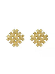 Square Braided Ear Clip or Stud Earrings