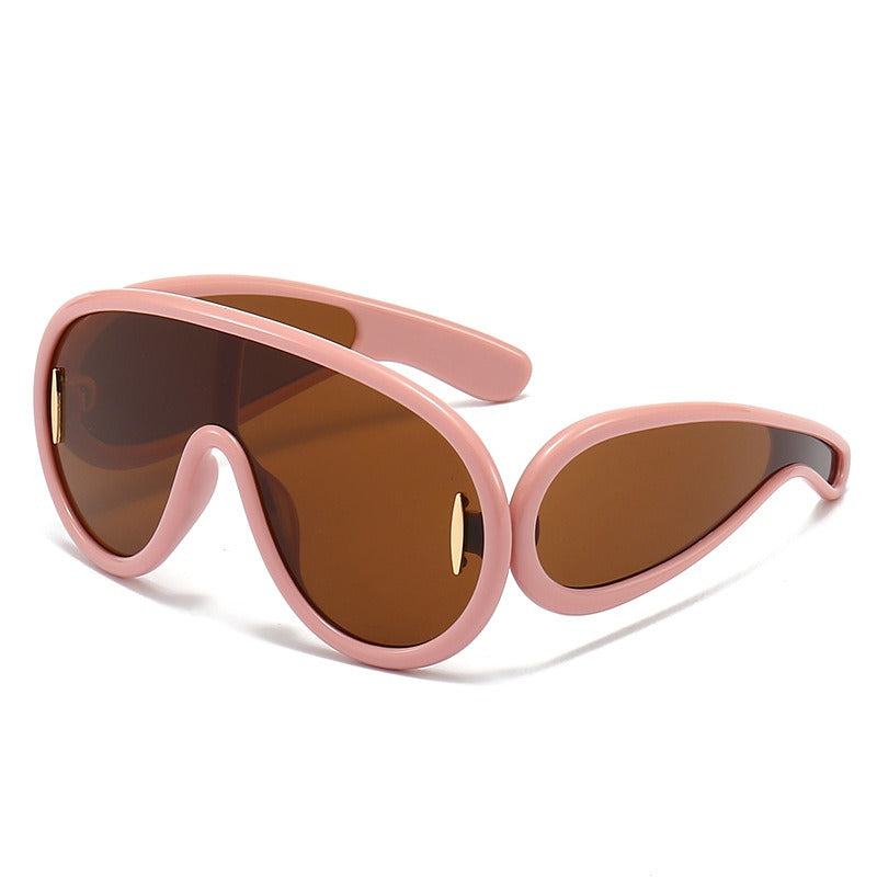 One-piece Oval Large Frame Sunglasses