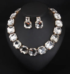 Square Crystals Necklace-Earrings Set