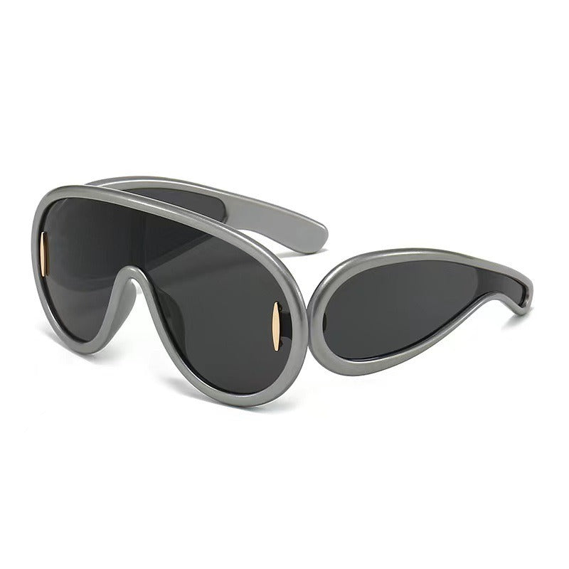 One-piece Oval Large Frame Sunglasses