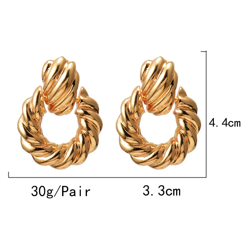 Twisted Hoops Drop Stud Earrings