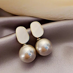 Enamel Faux Pearls Drop Earrings