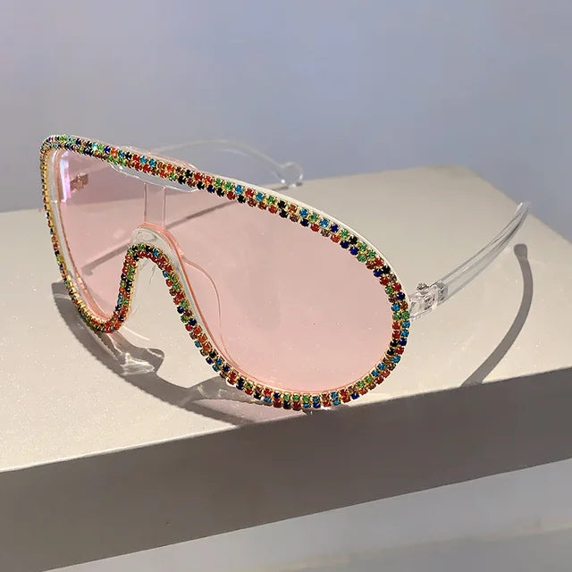 Rhinestones Large Frame Sunglasses