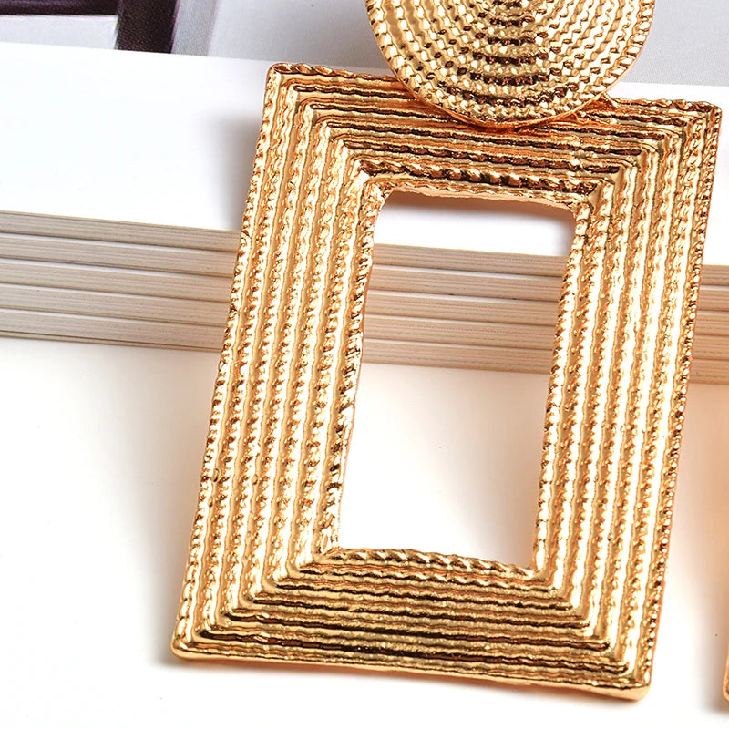 Rectangular Frame Drop Earrings