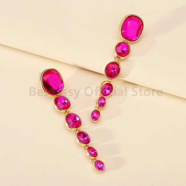 Multicolor Oval Drop Earrings