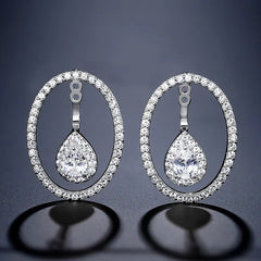 Round Zircon Water Drop Earrings