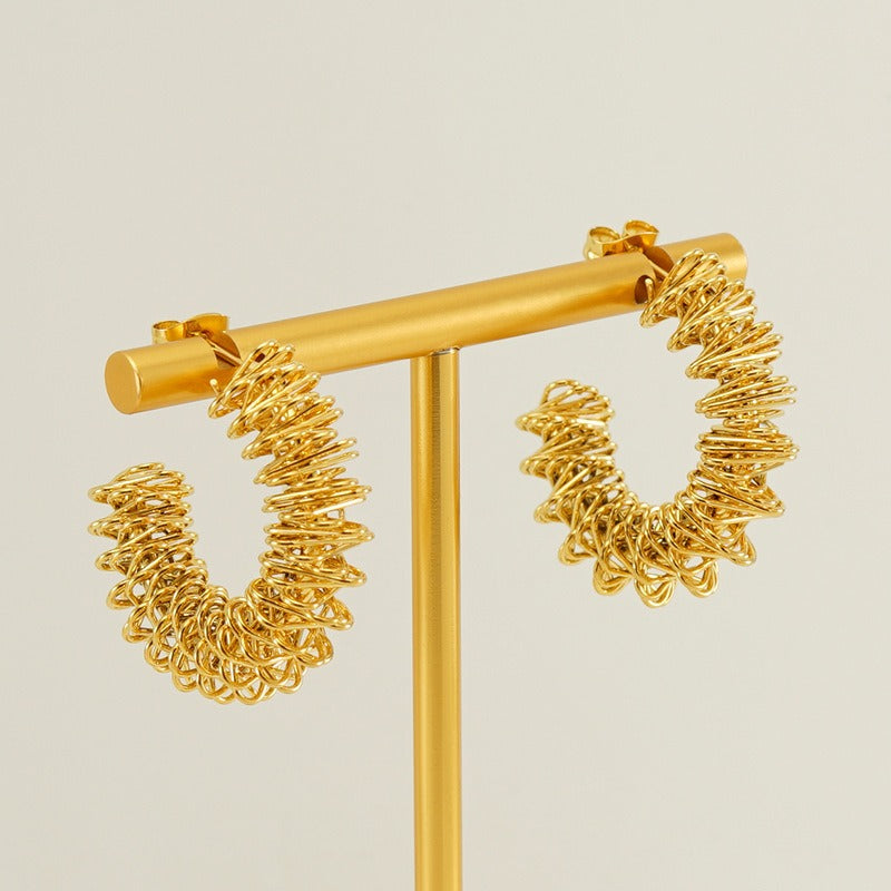 Coil C-Hoop Gold Plated Earrings