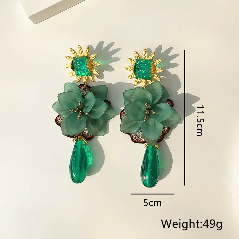 Exaggerated Tassel Flower Earrings