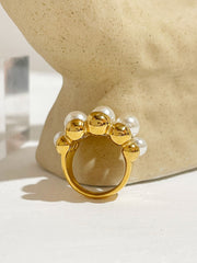 Faux Pearl Multilayer Orbs Ring