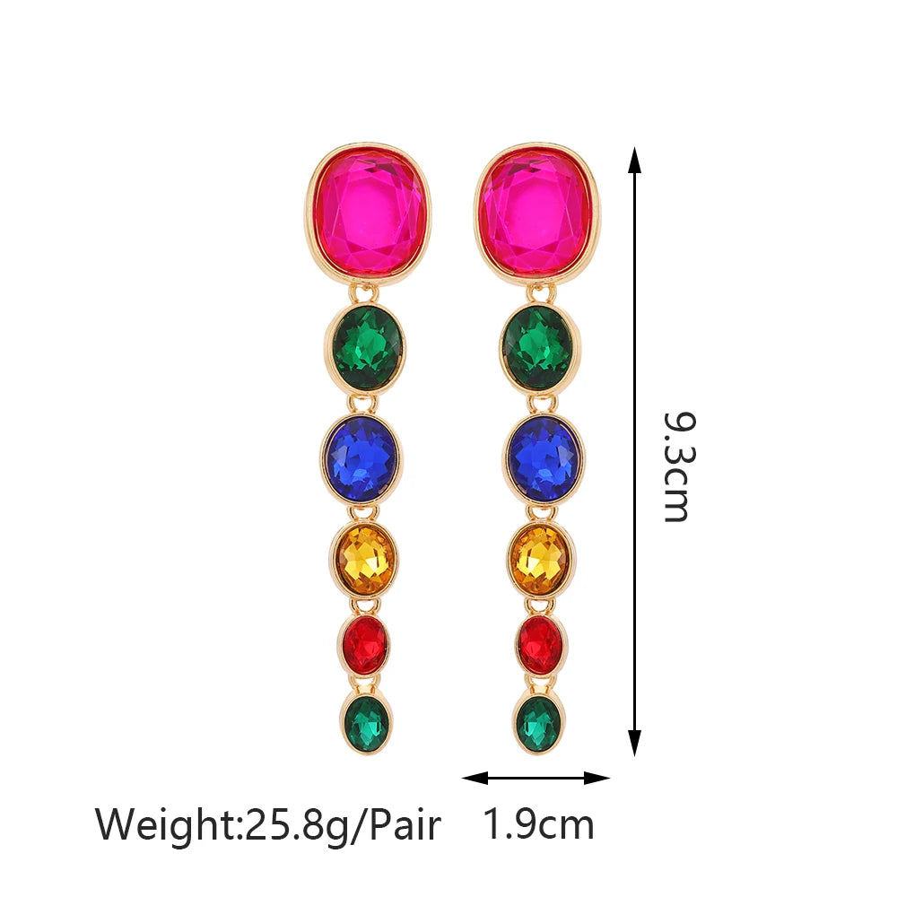 Multicolor Oval Drop Earrings